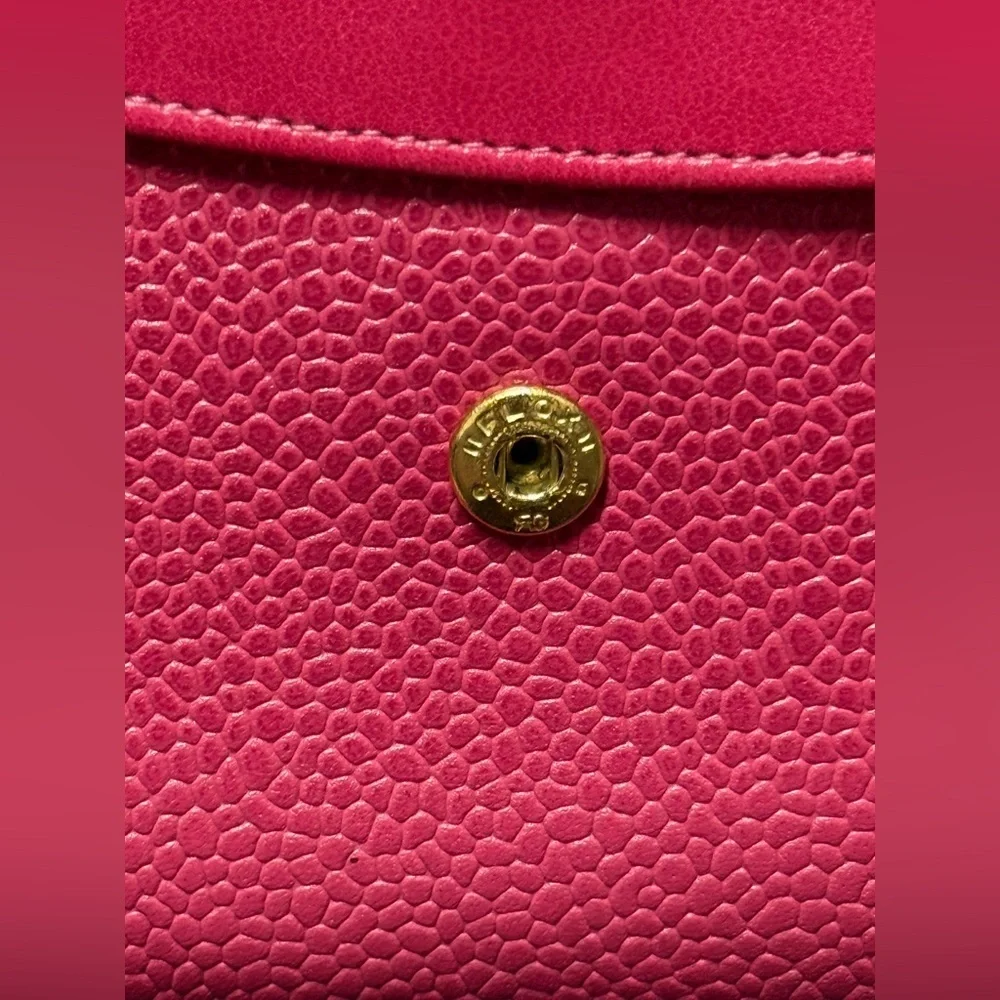 Chanel timeless double flap pink wallet